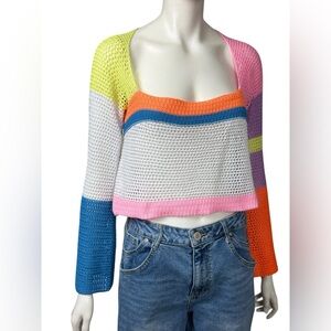 Unbranded Colorblock Colorful Women's Crochet Sweater